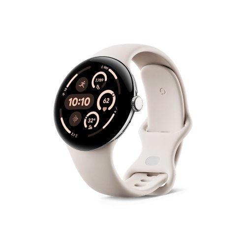 Умные часы Google Pixel Watch 3 Wi-Fi 45mm Polished Silver Case / Porcelian Active Band (Бежевый)