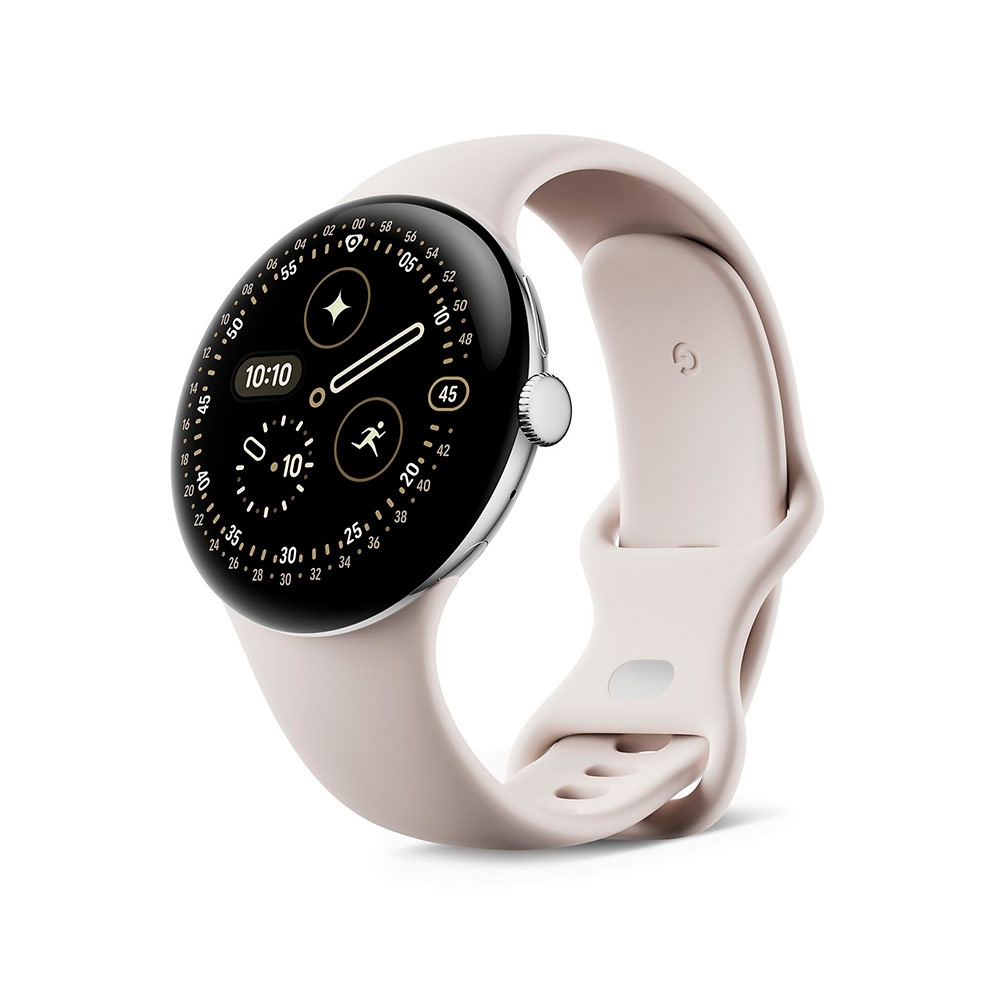 Умные часы Google Pixel Watch 4 Wi-Fi 45mm Polished Silver Case/Porcelain Active Band (Бежевый)