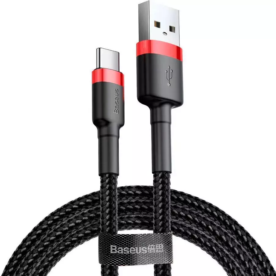 Кабель Baseus Cafule Cable USB Type-C (3A, 2м) (CATKLF-C91) Красный+Черный