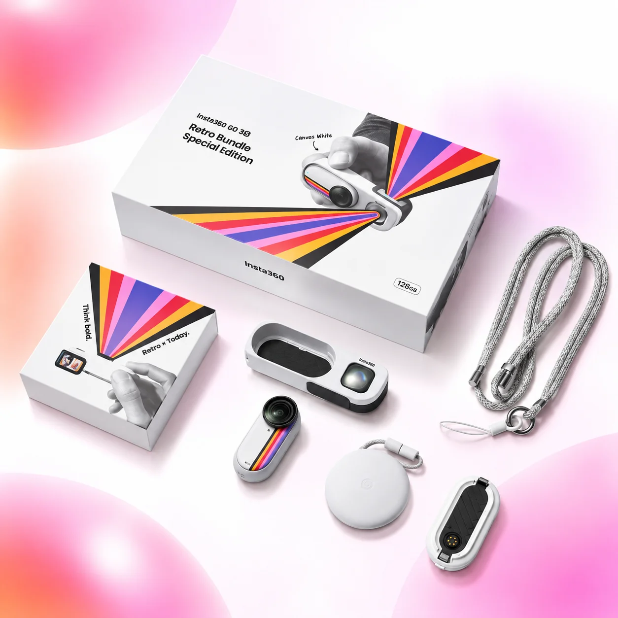 Экшн-камера Insta 360 GO 3S (128Gb) Retro Bundle Special Edition White