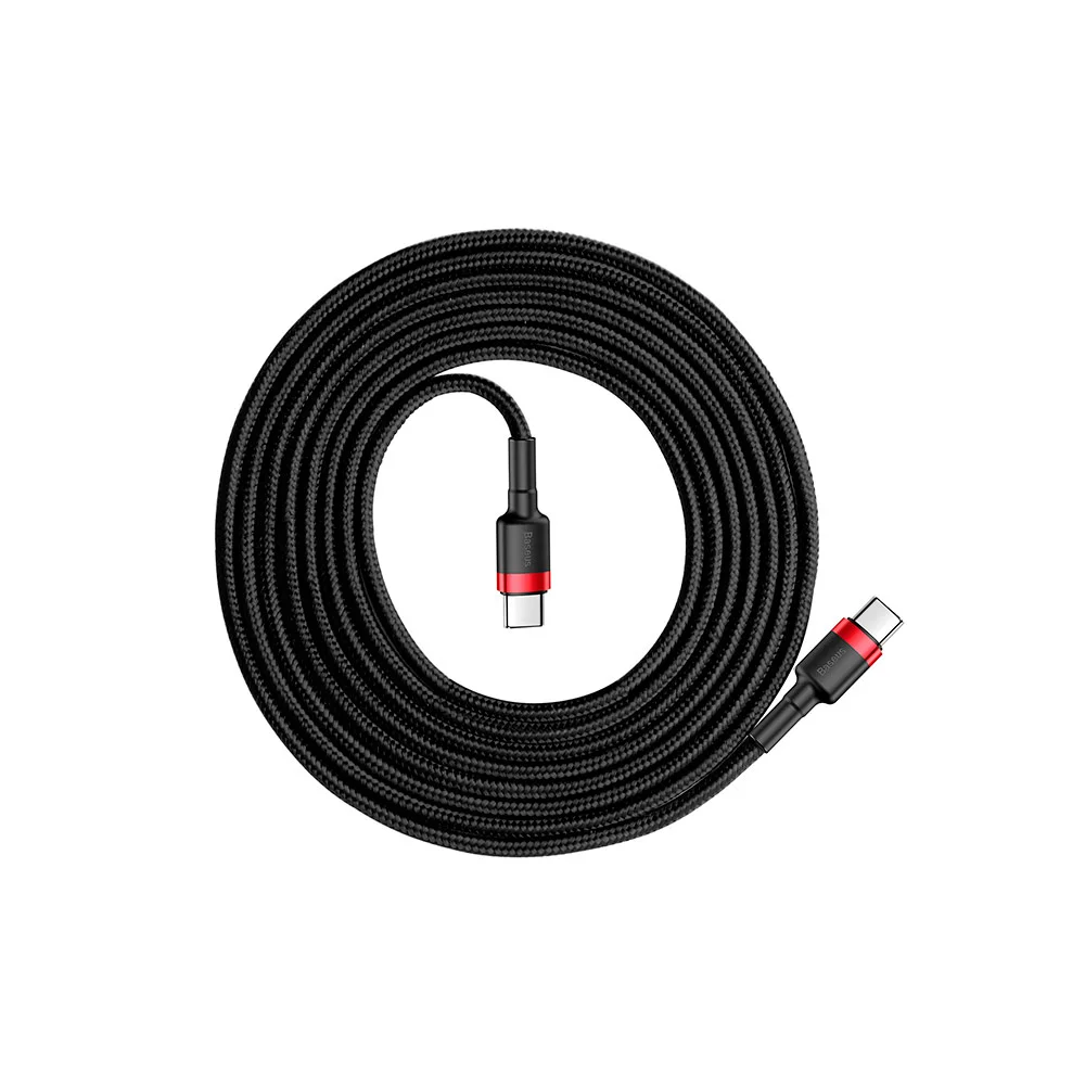 Купить Кабель Baseus Cafule Type-C Type-C (PD2.0, 60W, 20V, 3A, 2м) (CATKLF-H91) Красный+Черный Кабель Baseus Cafule Type-C Type-C (PD2.0, 60W, 20V, 3A, 2м) (CATKLF-H91) Красный+Черный