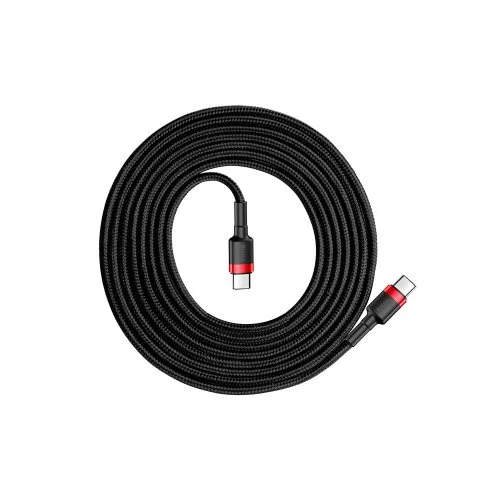 Купить Кабель Baseus Cafule Type-C Type-C (PD2.0, 60W, 20V, 3A, 2м) (CATKLF-H91) Красный+Черный Кабель Baseus Cafule Type-C Type-C (PD2.0, 60W, 20V, 3A, 2м) (CATKLF-H91) Красный+Черный