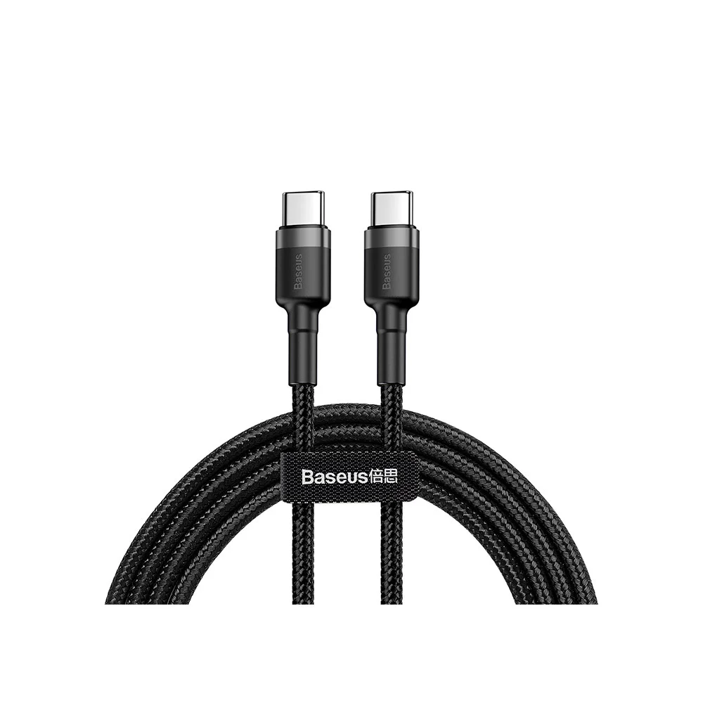 Кабель Baseus Cafule Type-C Type-C (PD2.0, 60W, 1м) (CATKLF-GG1) Серый+черный
