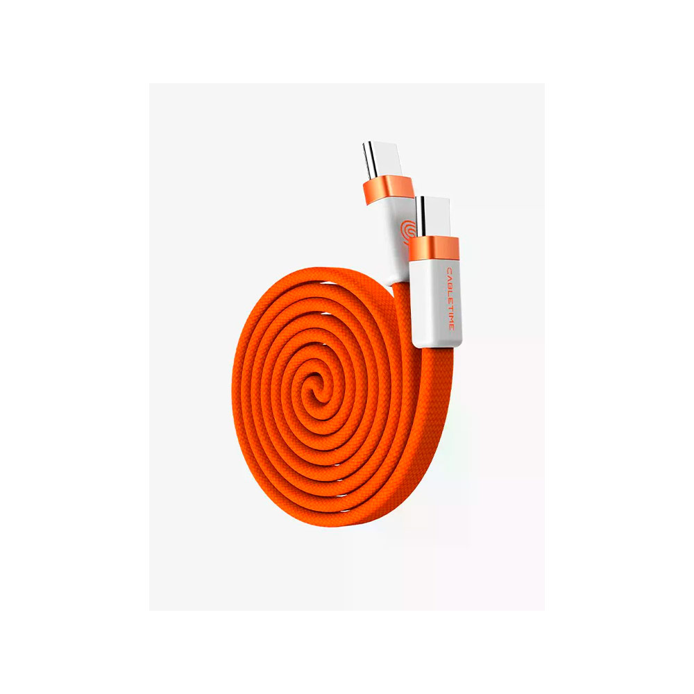 Кабель CABLETIME USB‑C to USB‑C магнитный плоский (100W, 1м) (CU15H) Оранжевый