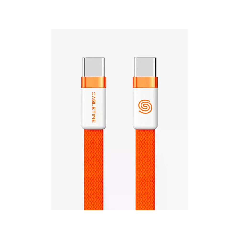 Купить Кабель CABLETIME USB‑C to USB‑C магнитный плоский (100W, 1м) (CU15H) Оранжевый Кабель CABLETIME USB‑C to USB‑C магнитный плоский (100W, 1м) (CU15H) Оранжевый