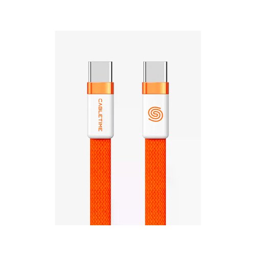 Кабель CABLETIME USB‑C to USB‑C магнитный плоский (100W, 1м) (CU15H) Оранжевый