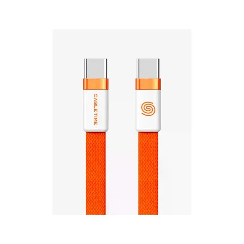 Купить Кабель CABLETIME USB‑C to USB‑C магнитный плоский (100W, 1м) (CU15H) Оранжевый Кабель CABLETIME USB‑C to USB‑C магнитный плоский (100W, 1м) (CU15H) Оранжевый