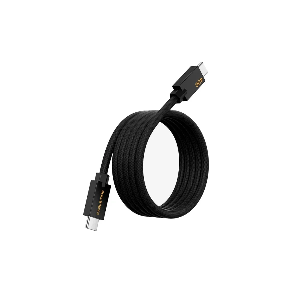 Кабель CABLETIME USB-C to USB-C магнитный (240W, 40Gbps, 8K, 1м) (CU4BH) Черный