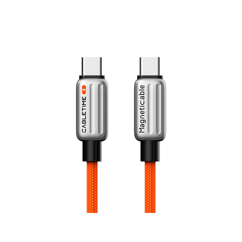 Кабель CABLETIME USB-C to USB-C магнитный (240W, 1м) (CU06H) Оранжевый