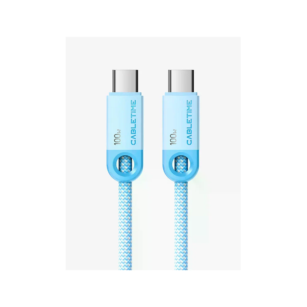 Кабель CABLETIME USB-C to USB-C (100W, 1м) (CUP0H) Голубой