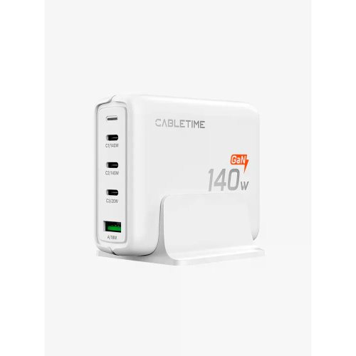 Сетевая зарядка CABLETIME 140W (USB-C * 3 и USB-A * 1) (G14WE) Белый