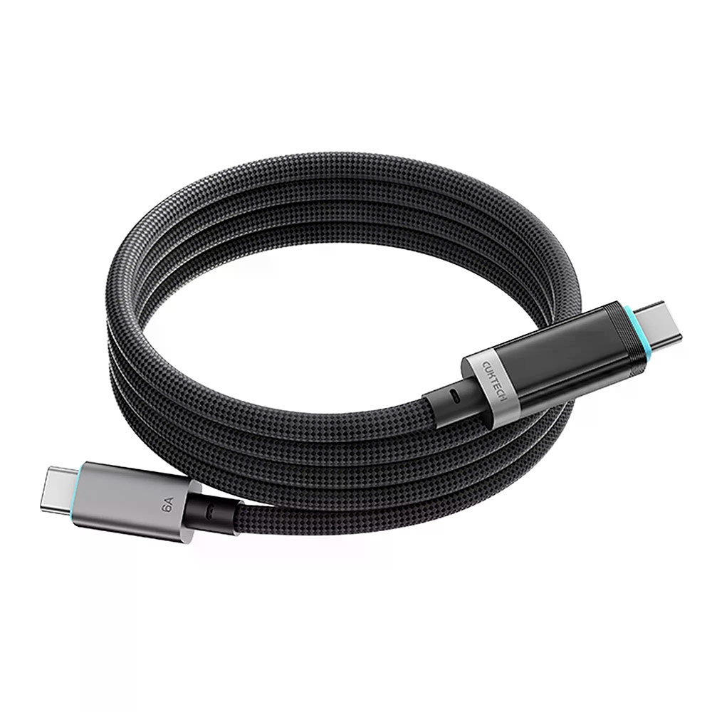 Кабель Cuktech Type-C to Type-C Magnetic с дисплеем (CMC615P) (6A, 240W, 1.5м) Черный