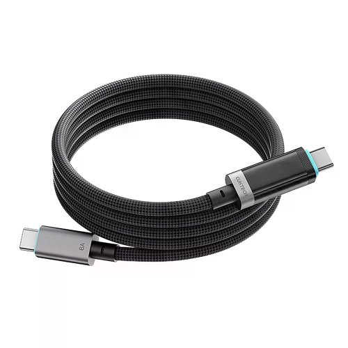 Кабель Cuktech Type-C to Type-C Magnetic с дисплеем (CMC615P) (6A, 240W, 1.5м) Черный