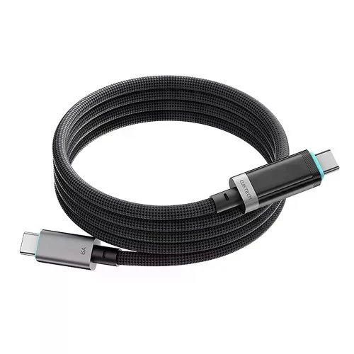 Кабель Cuktech Type-C to Type-C Magnetic с дисплеем (CMC615P) (6A, 240W, 1.5м) Черный