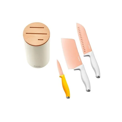 Набор ножей с подставкой Xiaomi Solista Solo Titanium-Plated Rose Gold Cutter 4in1