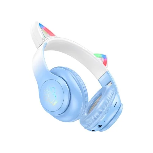 Купить Беспроводные наушники Hoco W42 Cat Ears Crystal Blue (Голубой) Беспроводные наушники Hoco W42 Cat Ears Crystal Blue (Голубой)