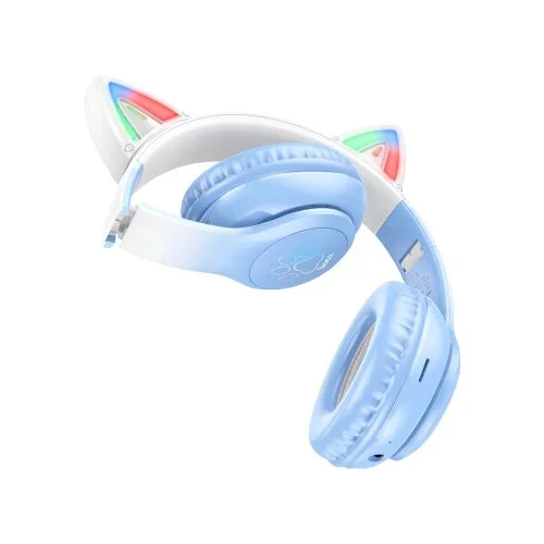 Купить Беспроводные наушники Hoco W42 Cat Ears Crystal Blue (Голубой) Беспроводные наушники Hoco W42 Cat Ears Crystal Blue (Голубой)