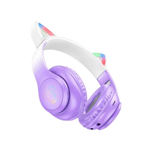 Купить Беспроводные наушники Hoco W42 Cat Ears Purple Grape (Фиолетовый) Беспроводные наушники Hoco W42 Cat Ears Purple Grape (Фиолетовый)