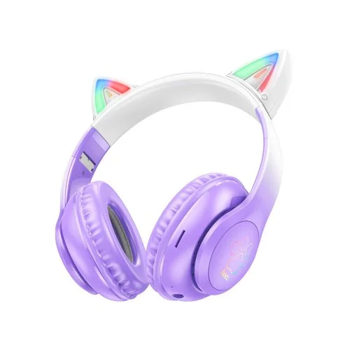 Купить Беспроводные наушники Hoco W42 Cat Ears Purple Grape (Фиолетовый) Беспроводные наушники Hoco W42 Cat Ears Purple Grape (Фиолетовый)